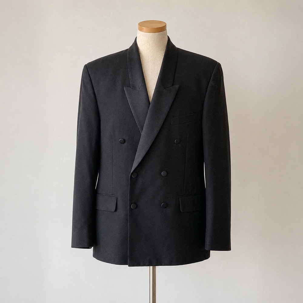 Vintage Vanderbilt Lady in Red Black Double Breasted Tuxedo Jacket 48R